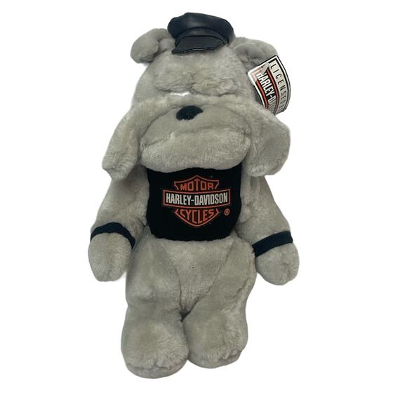 Harley-Davidson Bulldog Plush with Faux Leather Hat - Picture 1 of 10